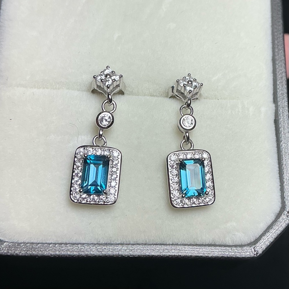London Blue Topaz Earrings Natural London Blue Topaz Gemstone Jewelry